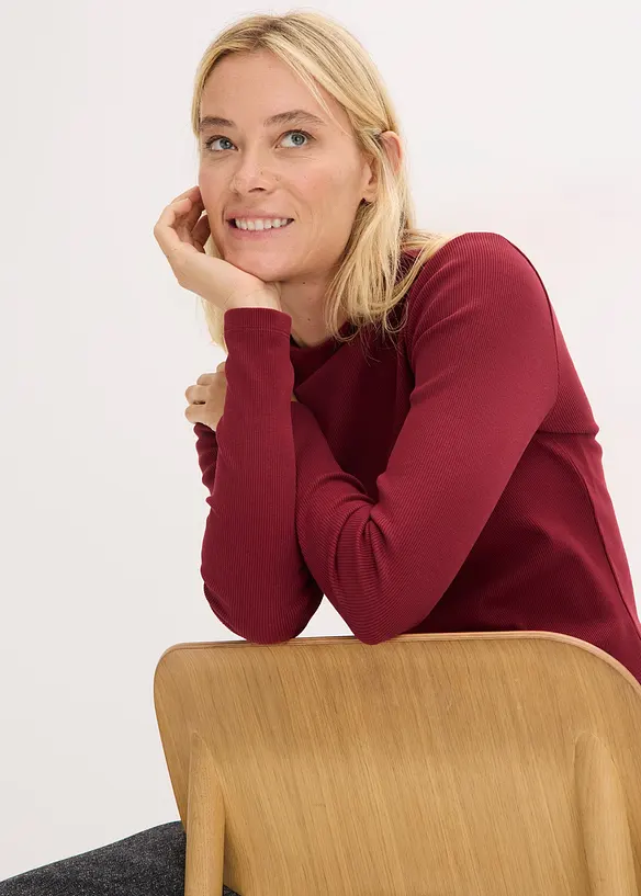 L&aring;ng&auml;rmad topp i ribbat material, bonprix