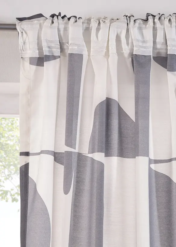 Gardin med grafiskt mönster i återvunnen polyester (1-pack), bonprix