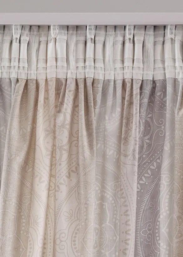 Randig gardinlängd i återvunnen polyester (1-pack), bonprix