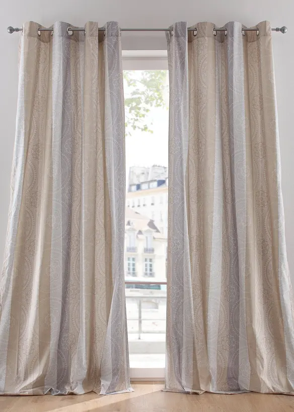 Randig gardinlängd i återvunnen polyester (1-pack), bonprix