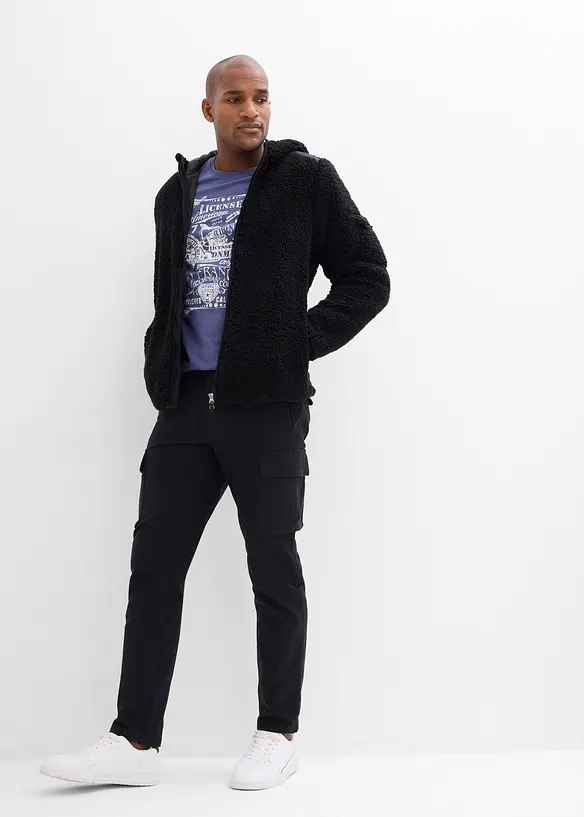 Stretchig cargobyxa med bomull, normal passform, raka ben, bonprix