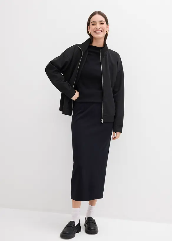 Mellanl&aring;ng kjol i stabil trik&aring;, bonprix