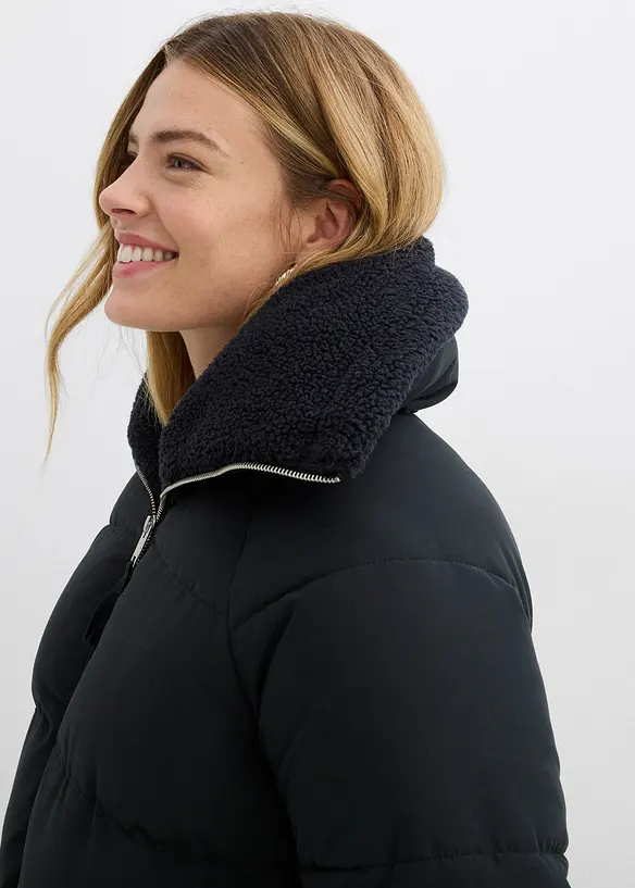 Quiltad jacka med teddykrage, bonprix