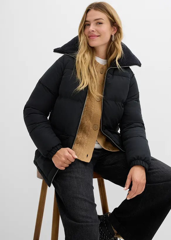 Quiltad jacka med teddykrage, bonprix