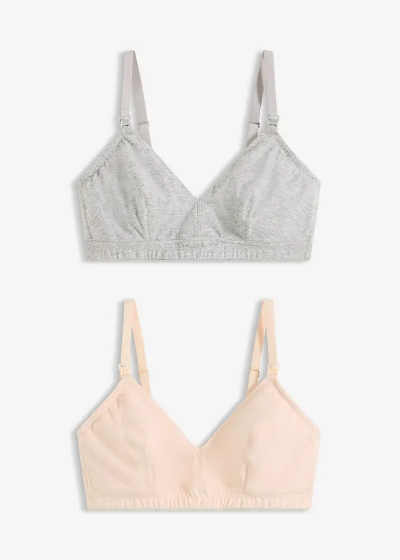 Amningsbeh&aring; utan bygel med ekologisk bomull (2-pack), bonprix