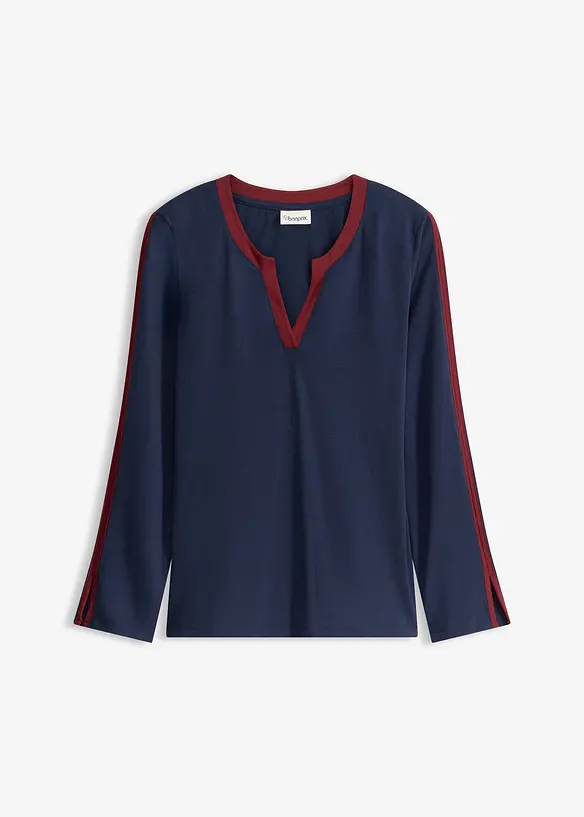 L&aring;ng&auml;rmad topp med slits, bonprix