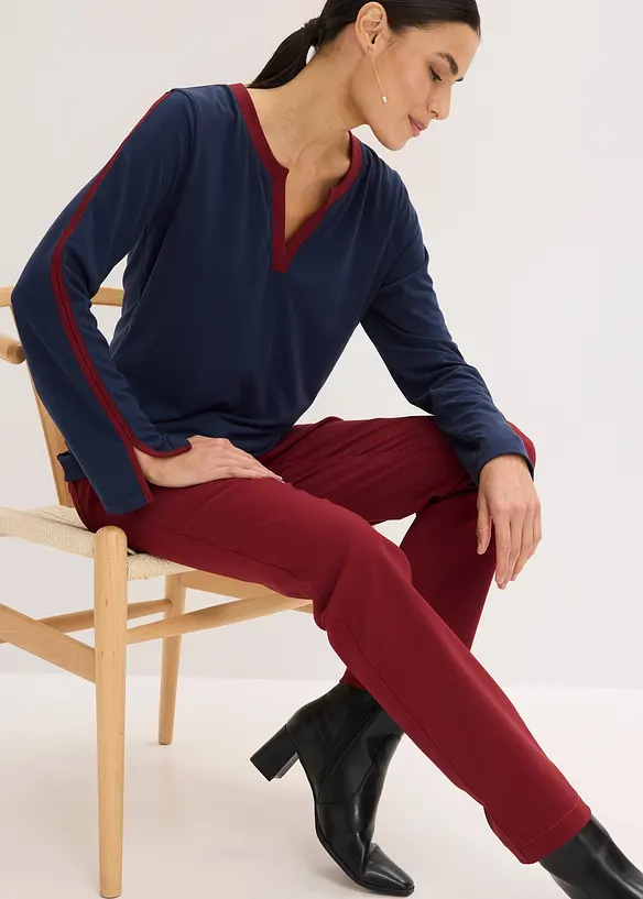 L&aring;ng&auml;rmad topp med slits, bonprix