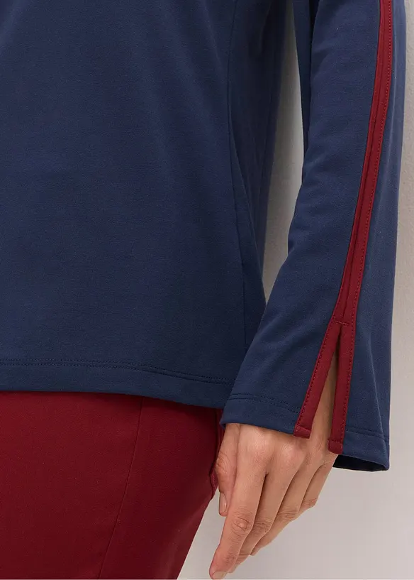 L&aring;ng&auml;rmad topp med slits, bonprix