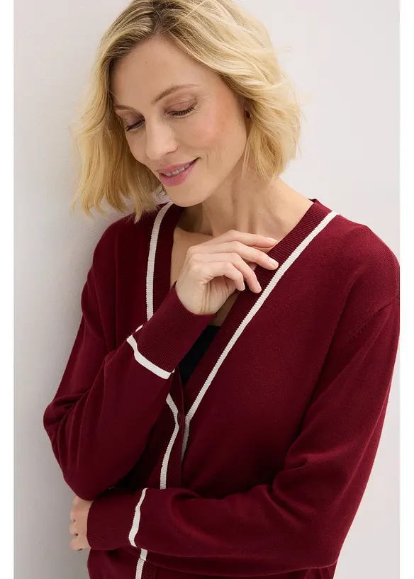 Stickad cardigan med V-ringning, bonprix