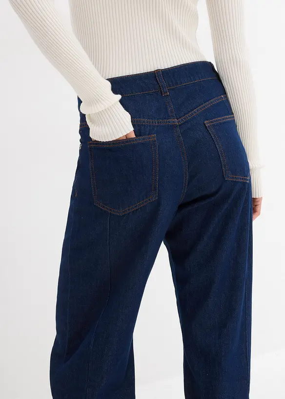 Jeans i Barrel-modell, Mid Waist, Super Soft, bonprix