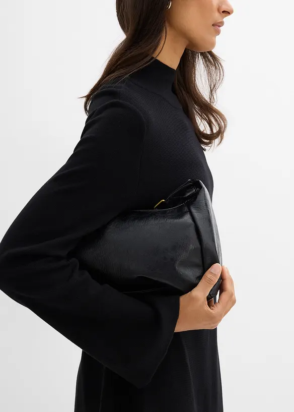 Stickad klänning med A-linje av viskosmix, bonprix