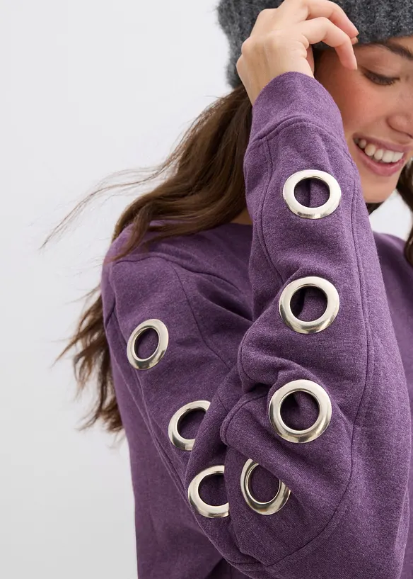 Trikåklänning med öljetter, bonprix