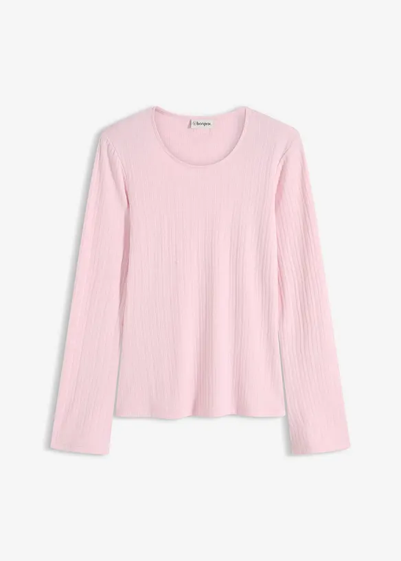 Ribbad l&aring;ng&auml;rmad topp, bonprix