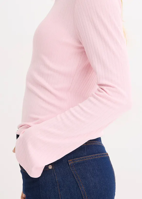 Ribbad l&aring;ng&auml;rmad topp, bonprix