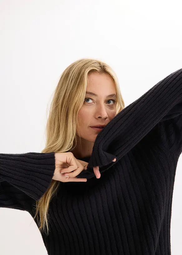 Ribbstickad oversizetr&ouml;ja, bonprix