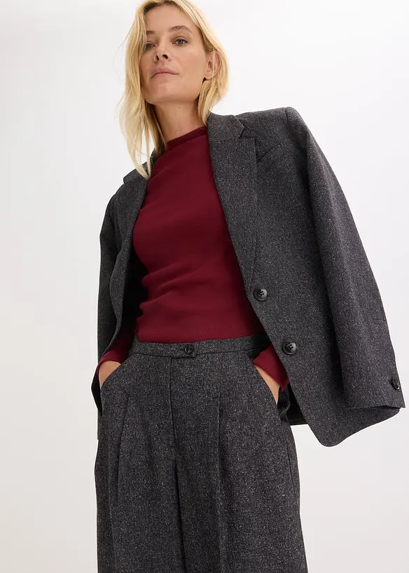 Byxa med veck, av mjuk viskosmix, bonprix