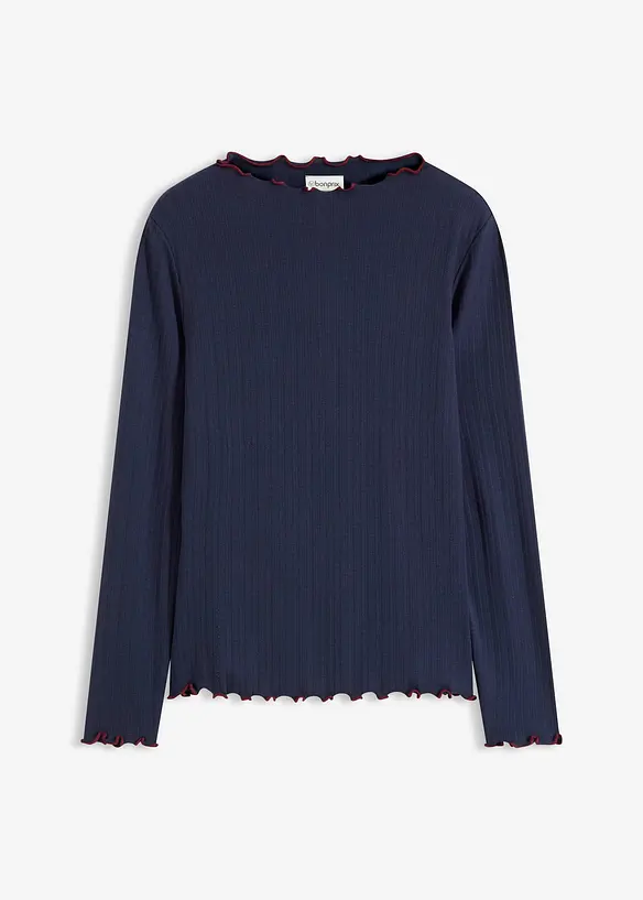 Ribbstickad topp med l&aring;nga &auml;rmar, bonprix