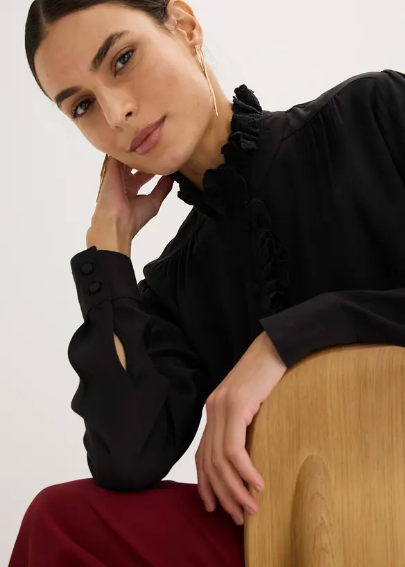 Blus i luftig kr&auml;pp, bonprix