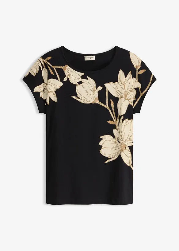 Topp i ekologisk bomull med blommotiv, bonprix