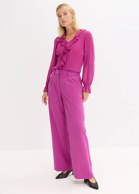 Blus med volanger, bonprix