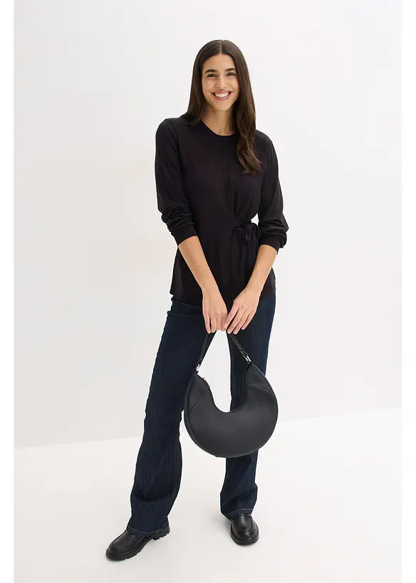 Långärmad topp av mjuk viskosmix, bonprix