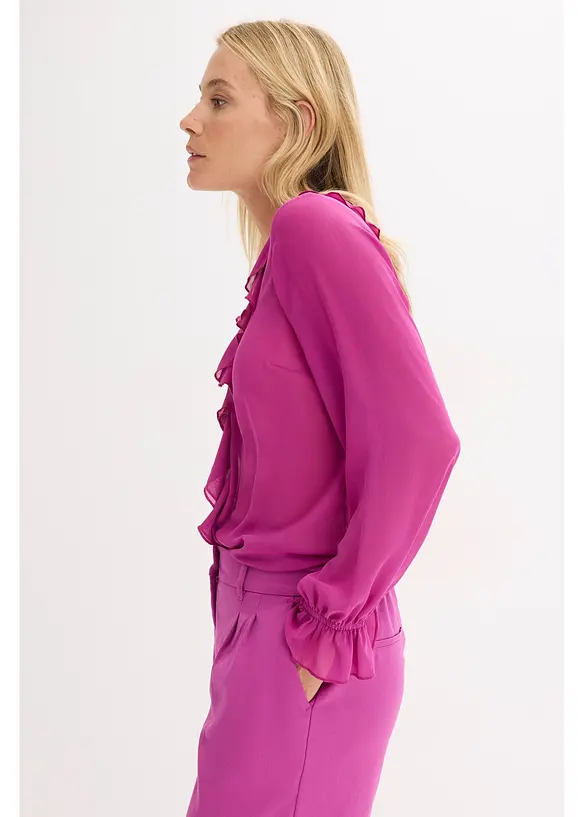 Blus med volanger, bonprix