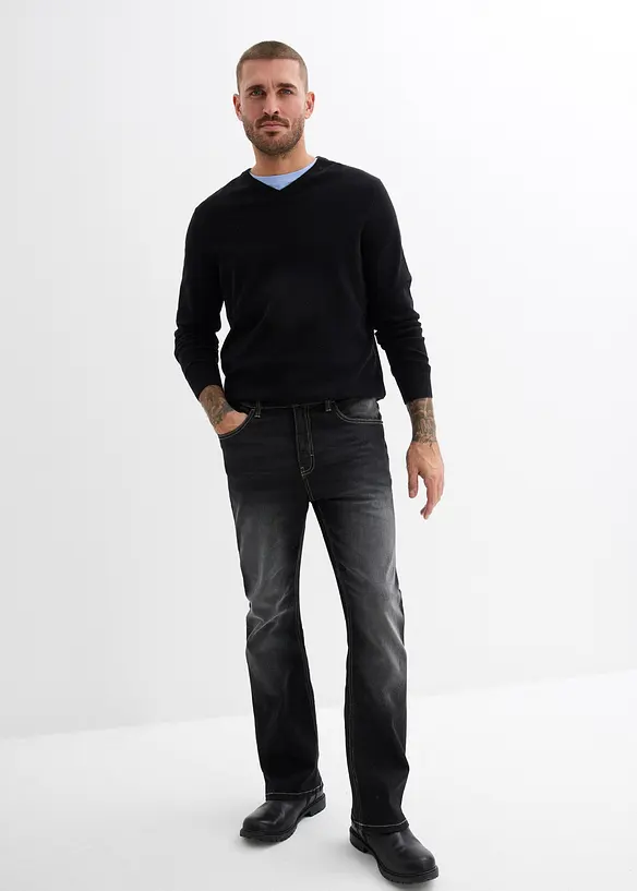 Classic Fit Stretch Jeans med bekv&auml;m midja, Bootcut, bonprix