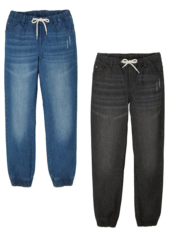 Dra på-jeans med bomull Regular Fit (2-pack), bonprix