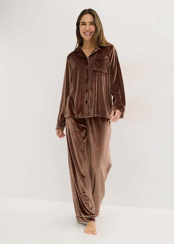 Byxa och topp med sammetsk&auml;nsla, bonprix