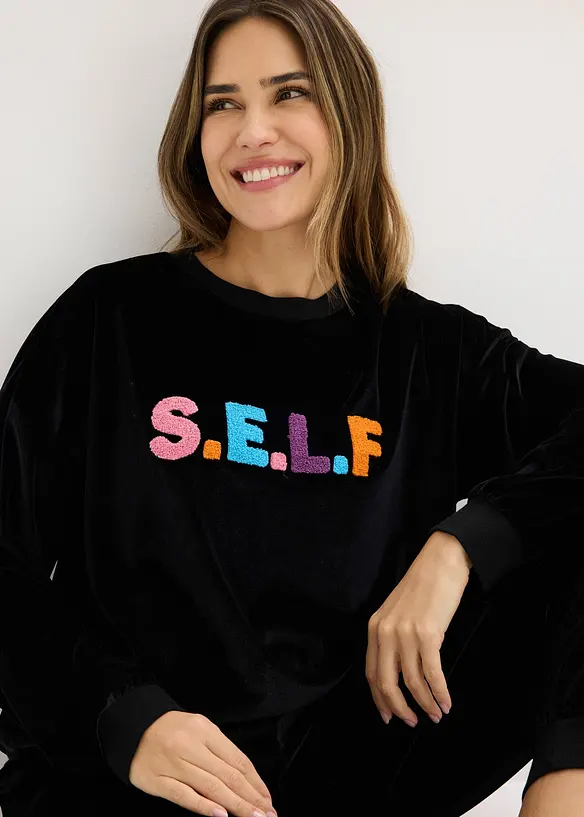 Byxa och topp med sammetsk&auml;nsla, bonprix