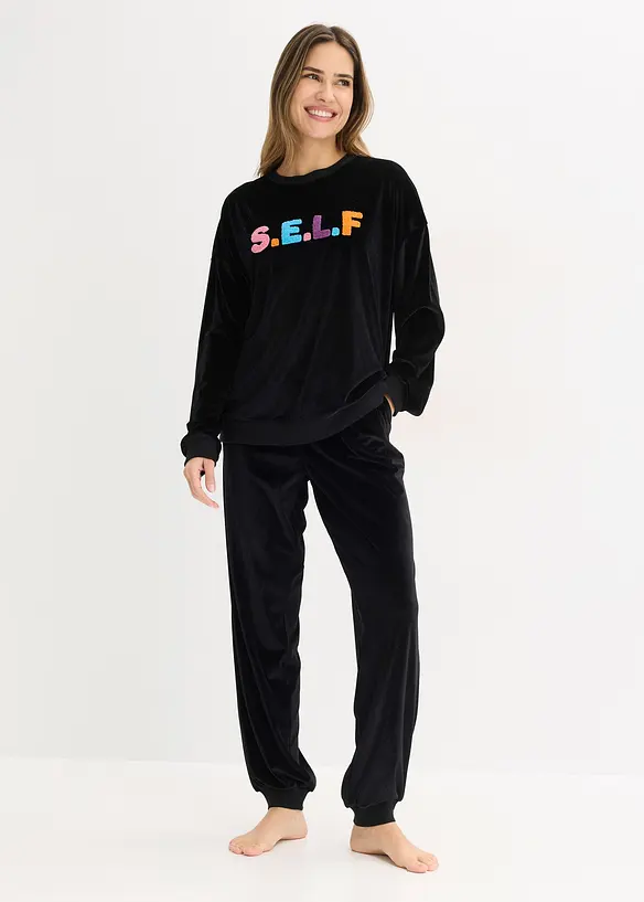 Byxa och topp med sammetsk&auml;nsla, bonprix