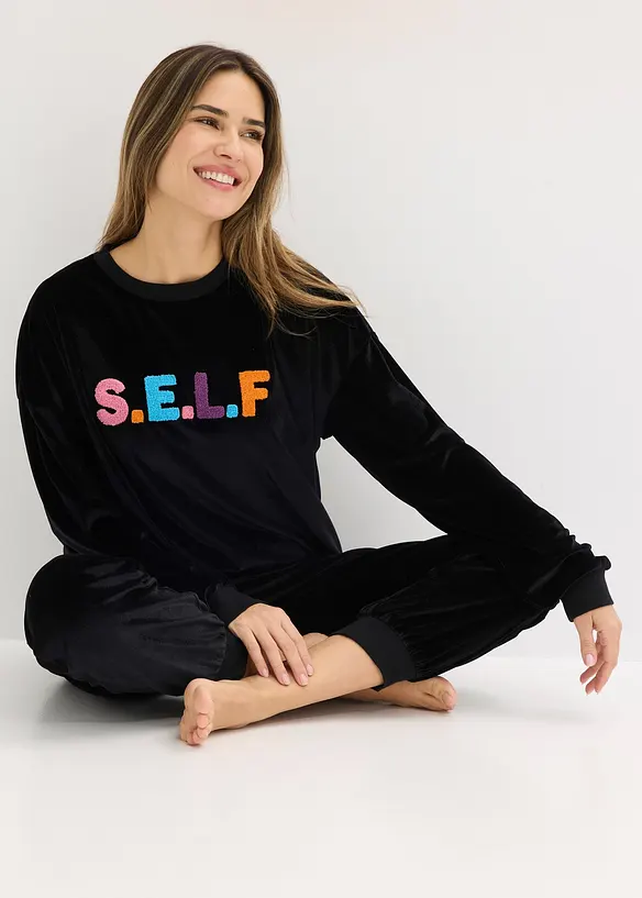 Byxa och topp med sammetsk&auml;nsla, bonprix