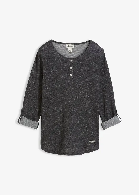 L&aring;ng&auml;rmad topp med bomull och knappsl&aring;, bonprix