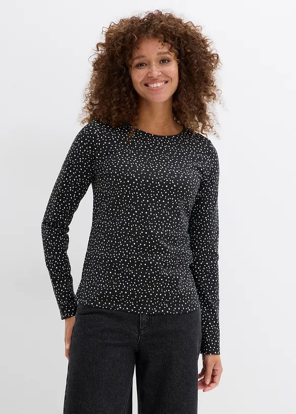 L&aring;ng&auml;rmad topp (2-pack) av mix med bomull och elastan, bonprix