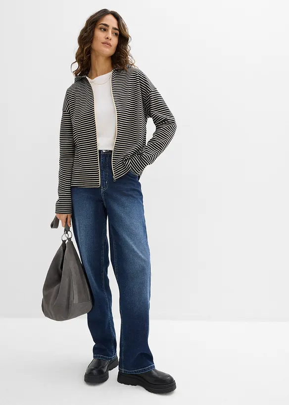 Munkjacka av bomullsmix med r&auml;nder, bonprix