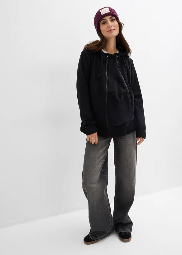 Mammafleecejacka med babyficka som kan b&auml;ras b&aring;de fram och bak, bonprix