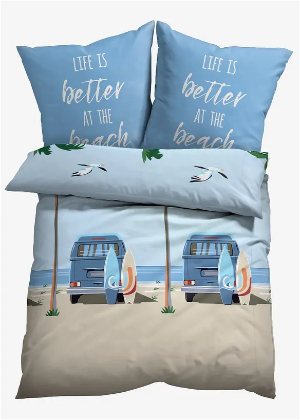Påslakanset med strandmotiv med bil och palmer, bonprix