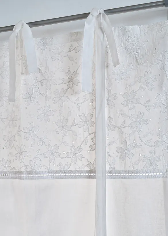 Hissgardin med knytband och broderi, bonprix