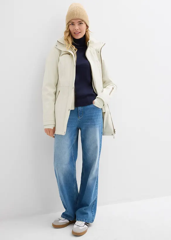 Stretchig lång softshelljacka, vattenavvisande, bonprix