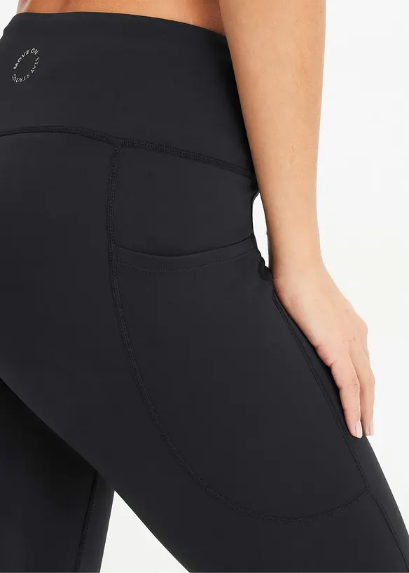 Sportleggings med mobilficka, snabbtorkande, bonprix