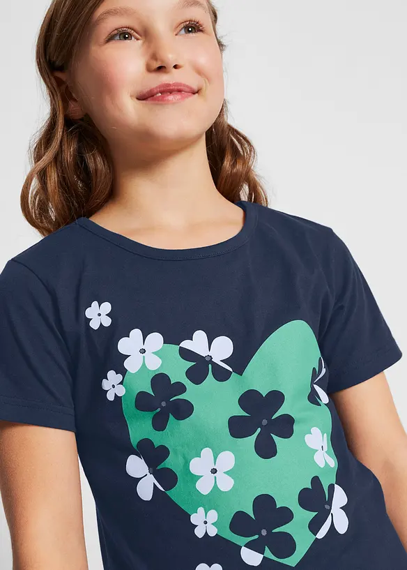 T-shirt för barn (2-pack), ekologisk bomull, bonprix