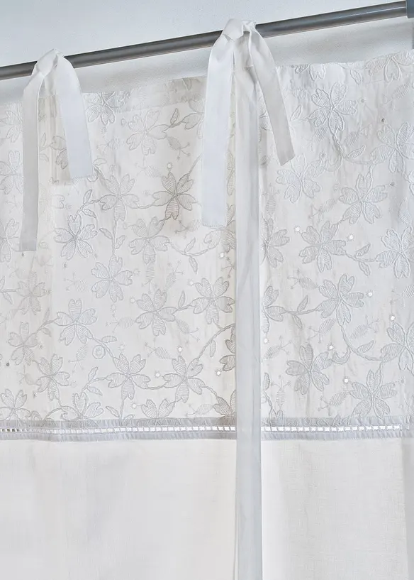 Hissgardin med knytband och broderi, bonprix