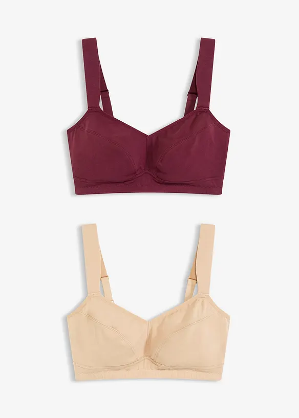 BH utan bygel med ekologisk bomull (2-pack), bonprix
