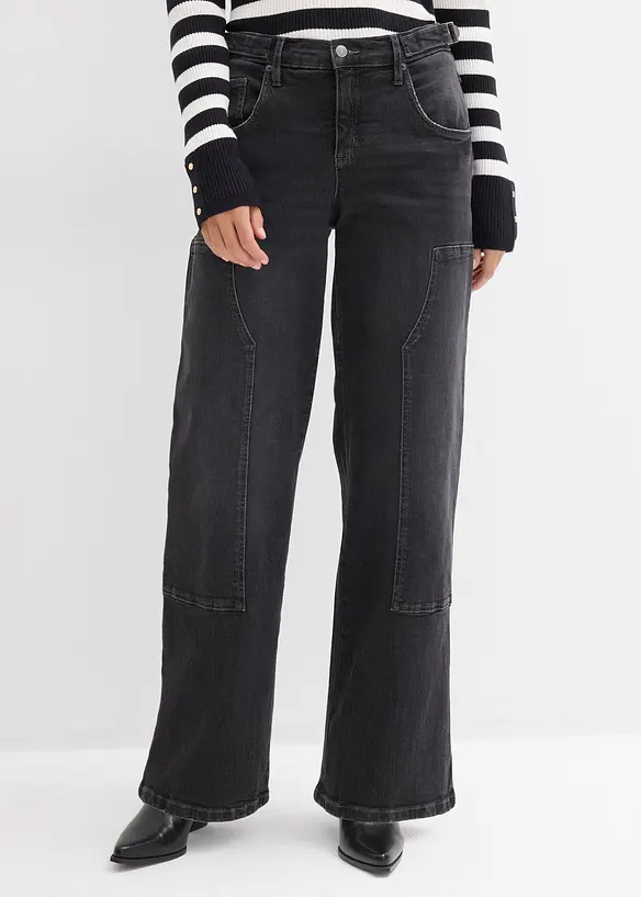 Jeans Wide Leg Mid Waist, bonprix