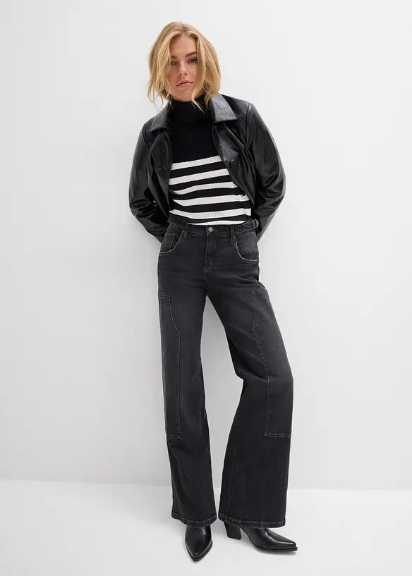 Jeans Wide Leg Mid Waist, bonprix