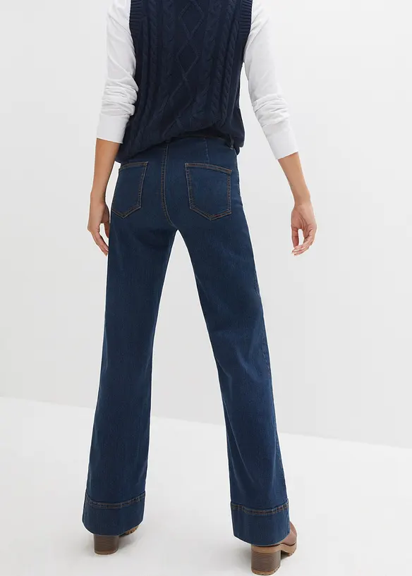 Comfort Stretch Wide Leg Jeans, Mid Waist, bonprix