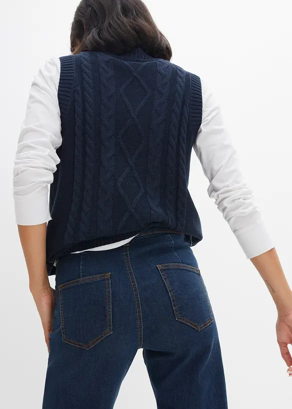 Comfort Stretch Wide Leg Jeans, Mid Waist, bonprix