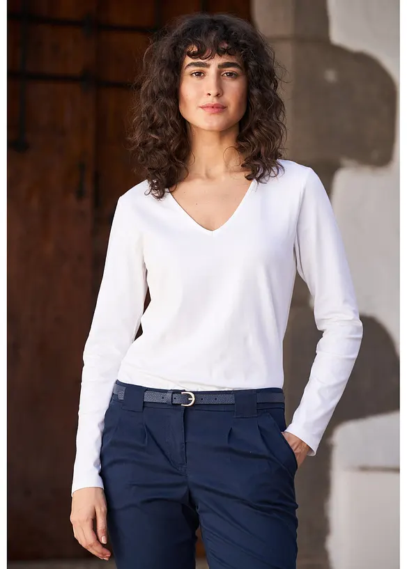 Långärmad topp med ekologisk bomull, bonprix