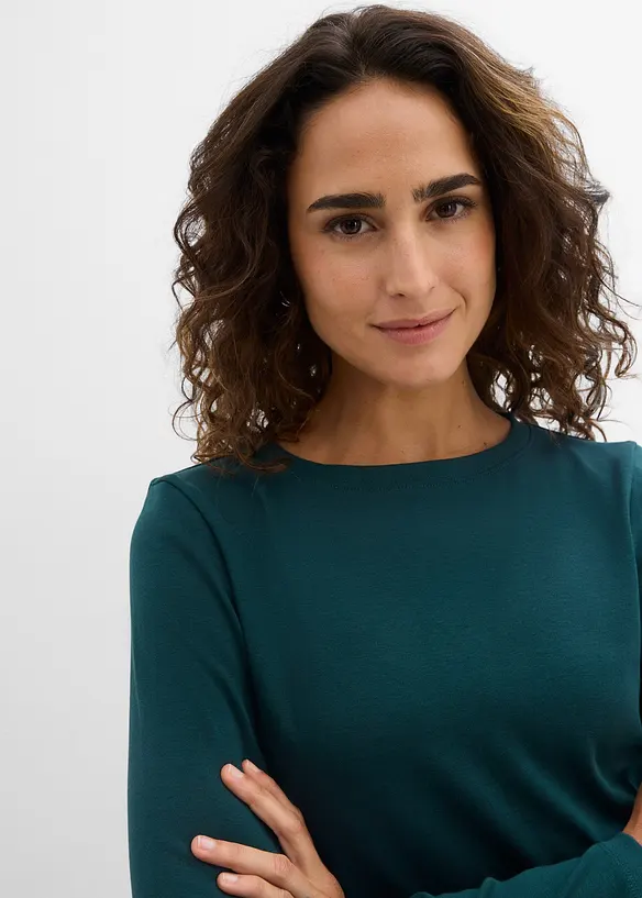 L&aring;ng&auml;rmad topp i ekologisk bomull, bonprix