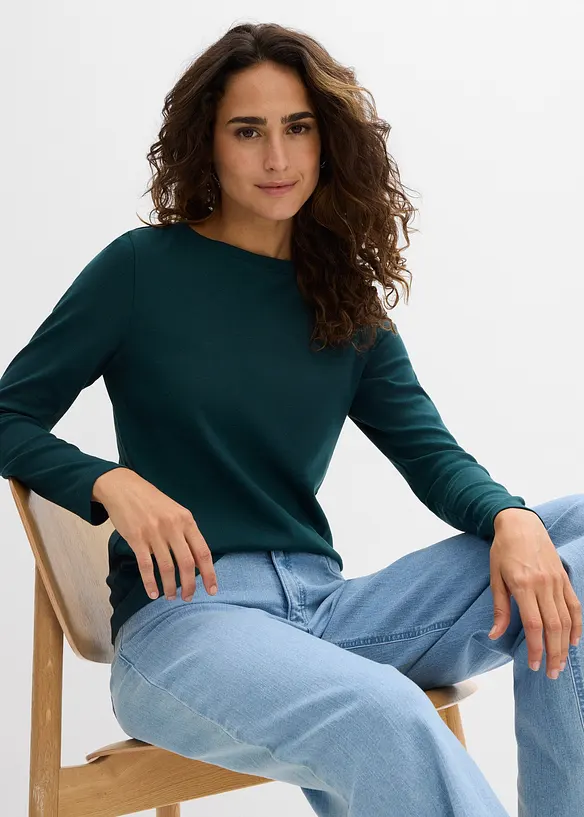 L&aring;ng&auml;rmad topp i ekologisk bomull, bonprix